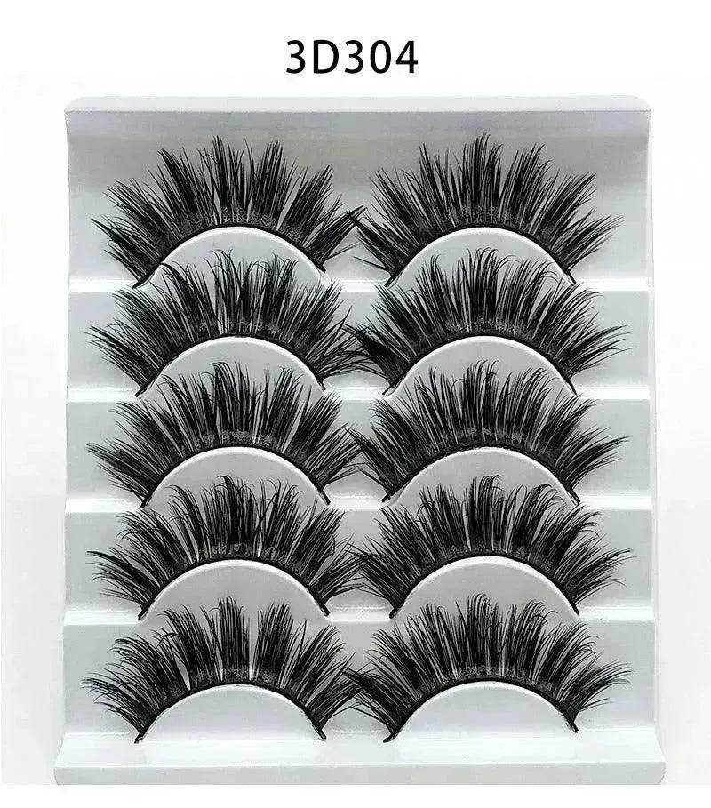 Mink False Eyelashes 3D False Eyelashes Five Pairs Of Soft Cotton Stalk Eyelashes - EX-STOCK Canada