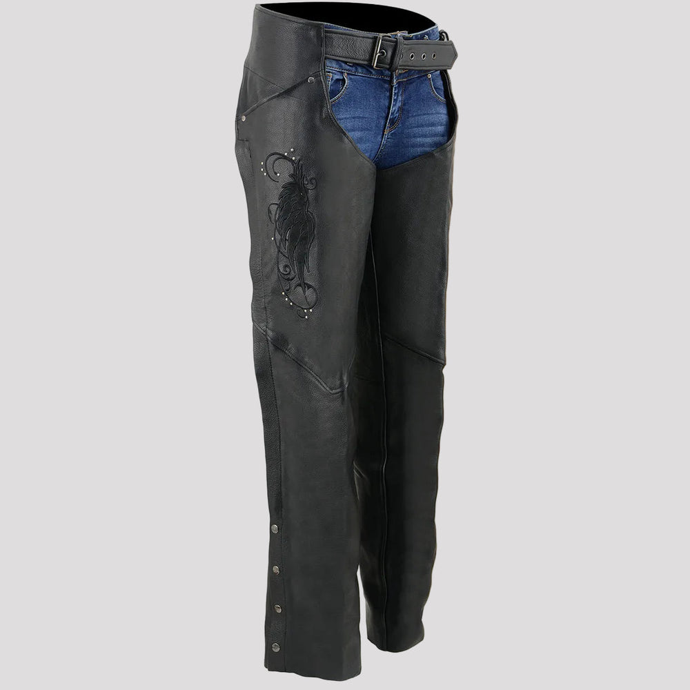 BOL/Open Road Chap Leather pour Femmes en Daim avec Design Ailes