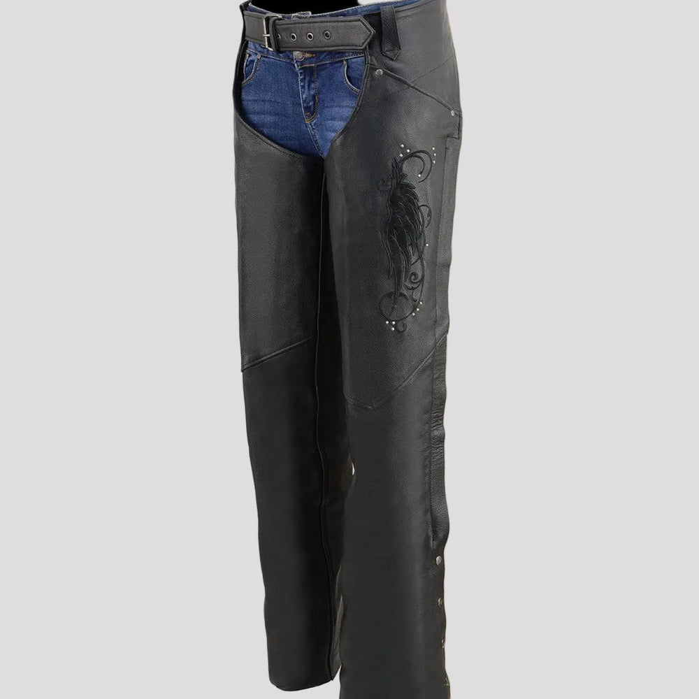 BOL/Open Road Chap Leather pour Femmes en Daim avec Design Ailes