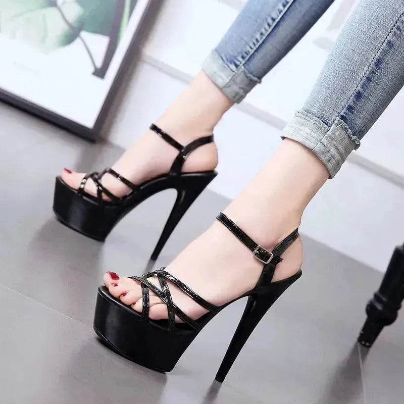 Model High Heels Charming Buckle Women's Shoes 15cm Stiletto - EX-STOCK Canada