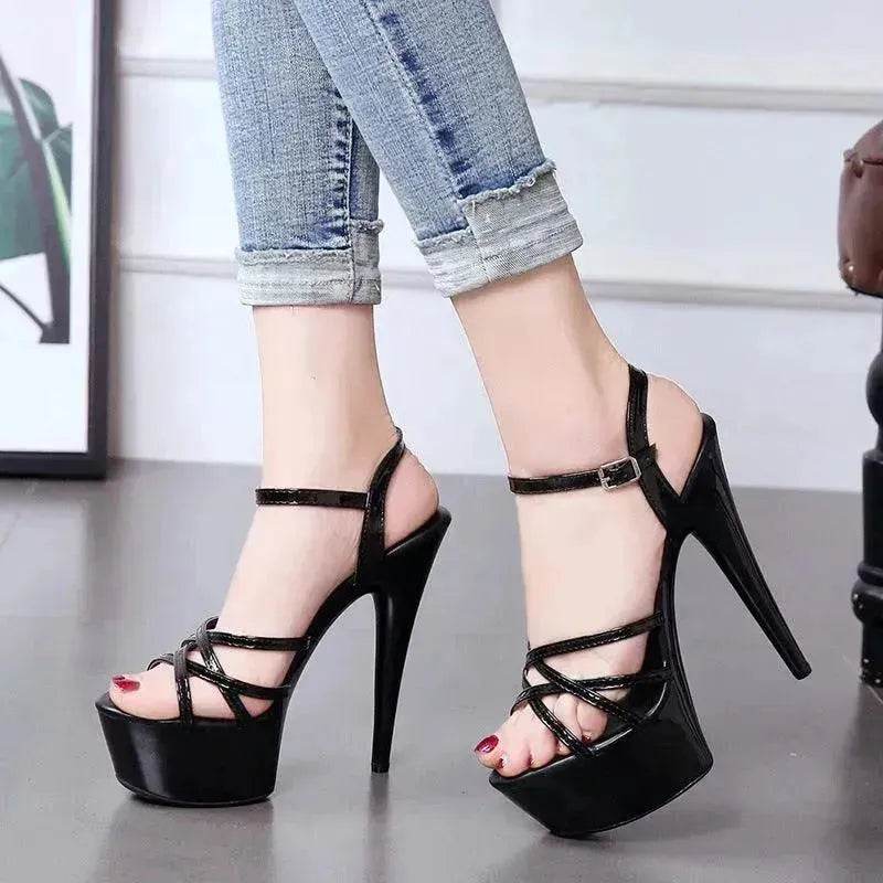 Model High Heels Charming Buckle Women's Shoes 15cm Stiletto - EX-STOCK Canada