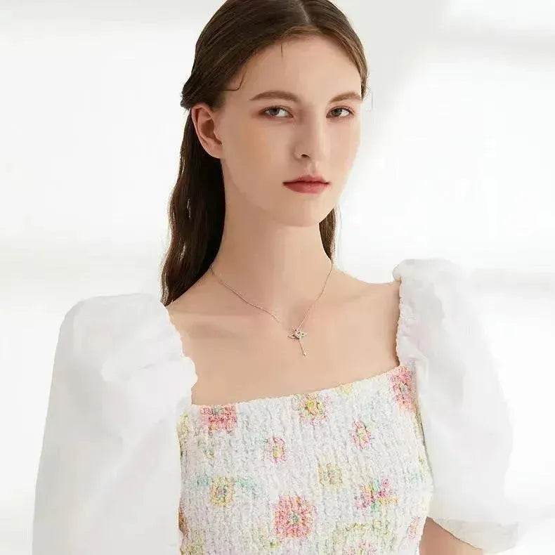 Moving Cupid Heart Angel Wings Tassel Necklace With Crystal Clavicle Chain Women Jewelry Gift Valentine's Day - EX-STOCK Canada