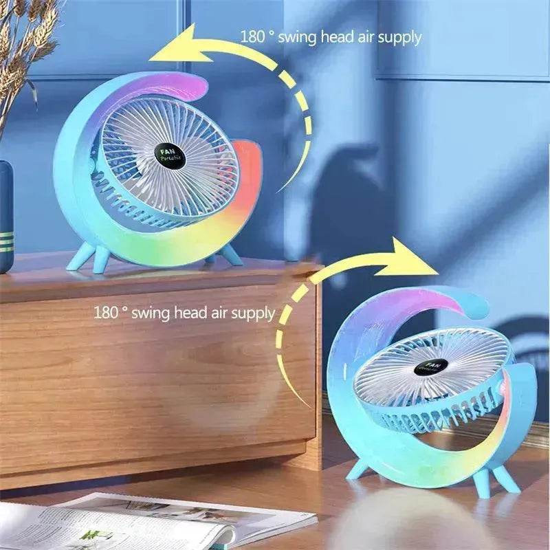 New Bright Night Light Charging Fan Desktop Silent Mini Electric Fan Portable Fan USB - EX-STOCK Canada