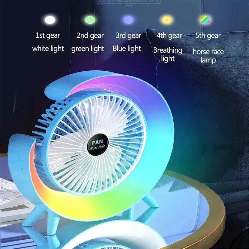 New Bright Night Light Charging Fan Desktop Silent Mini Electric Fan Portable Fan USB - EX-STOCK Canada
