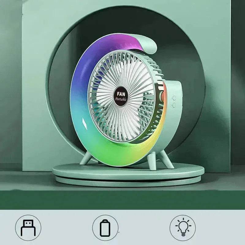 New Bright Night Light Charging Fan Desktop Silent Mini Electric Fan Portable Fan USB - EX-STOCK Canada