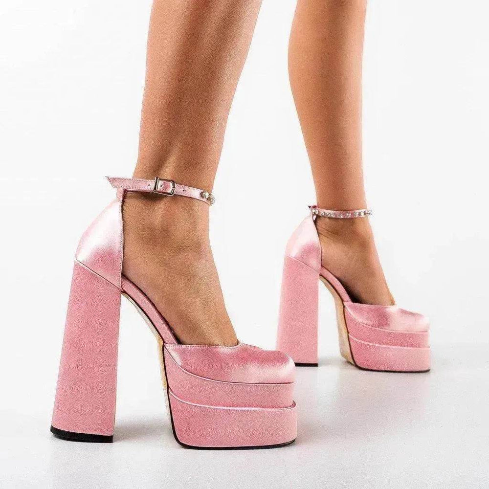 New Fashion 14cm Block Heel Platform chunky Heels for Women model - EX-STOCK Canada