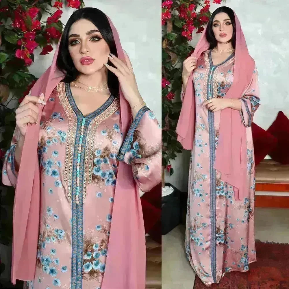 New Hot Diamond Arab Print Dress - EX-STOCK CANADA