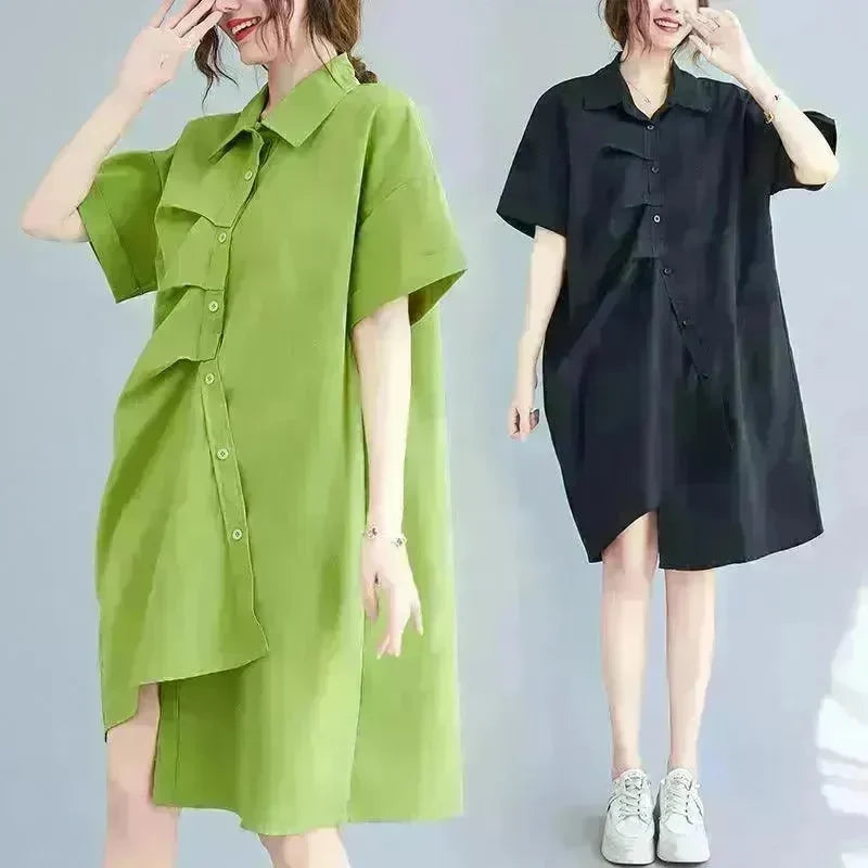 New Irregular Loose And Thin Literary Shirt Dress Women - EX-STOCK CANADA