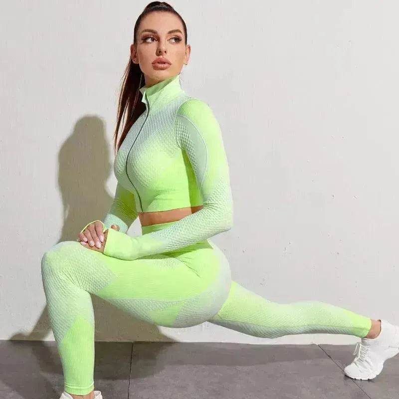Nylon Quick-drying Long-sleeved Yoga Fitness Gym Suit - EX-STOCK Canada