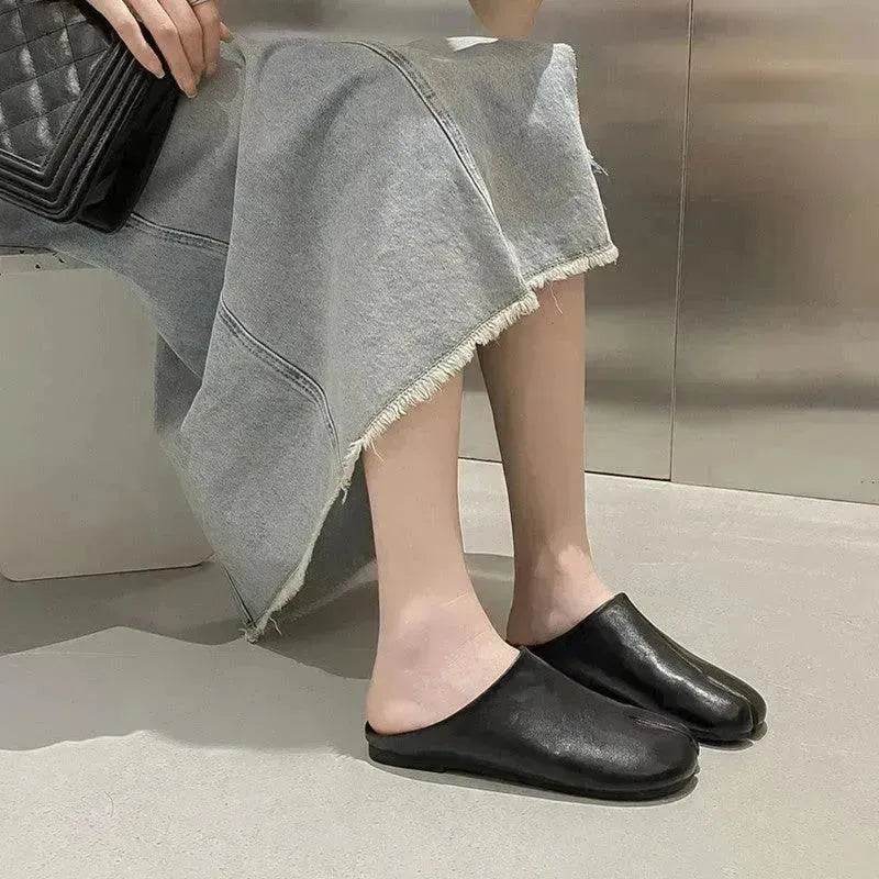 Outer Wear Split Toe Sheepskin Closed Toe Half Leathers Slippers for Women - EX-STOCK Canada