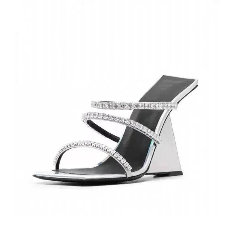 Patent Leather Square Block High Wedge Slippers - EX-STOCK Canada