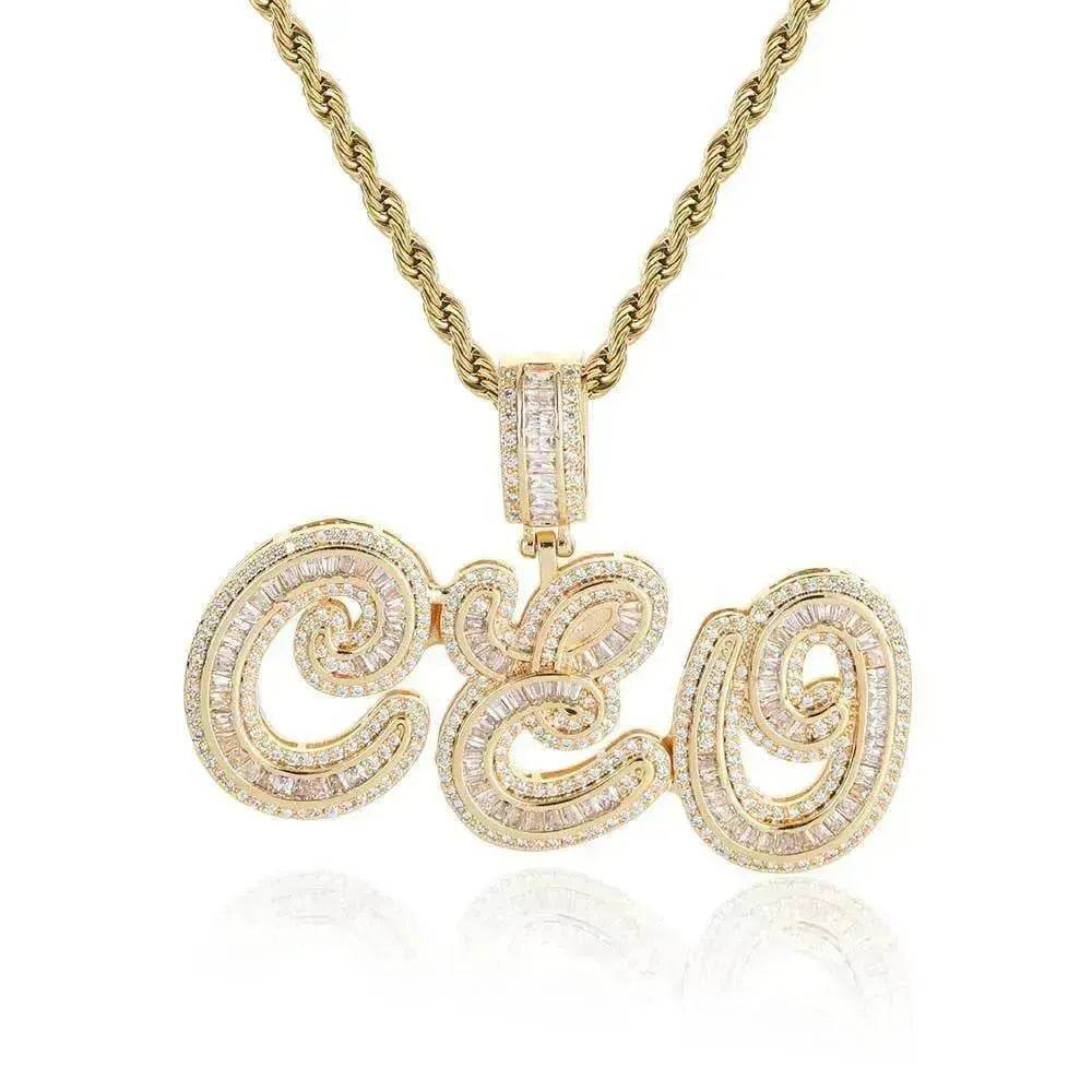 Personalized Cursive Letter Splicing Combination Pendant Micro Zirconia Necklace for men. - EX-STOCK Canada