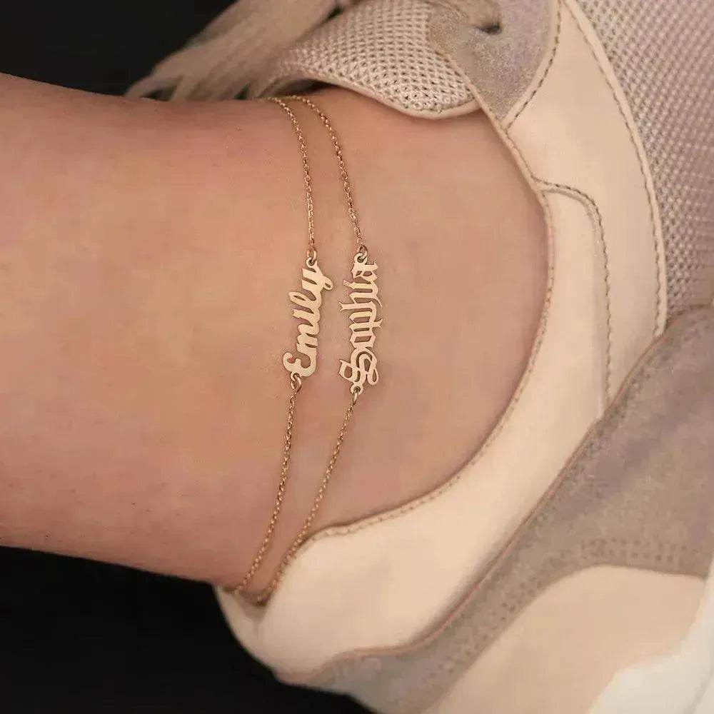 Personalized Custom 316L Stainless Steel Jewelry, English Alphabet Name Anklet - EX-STOCK Canada