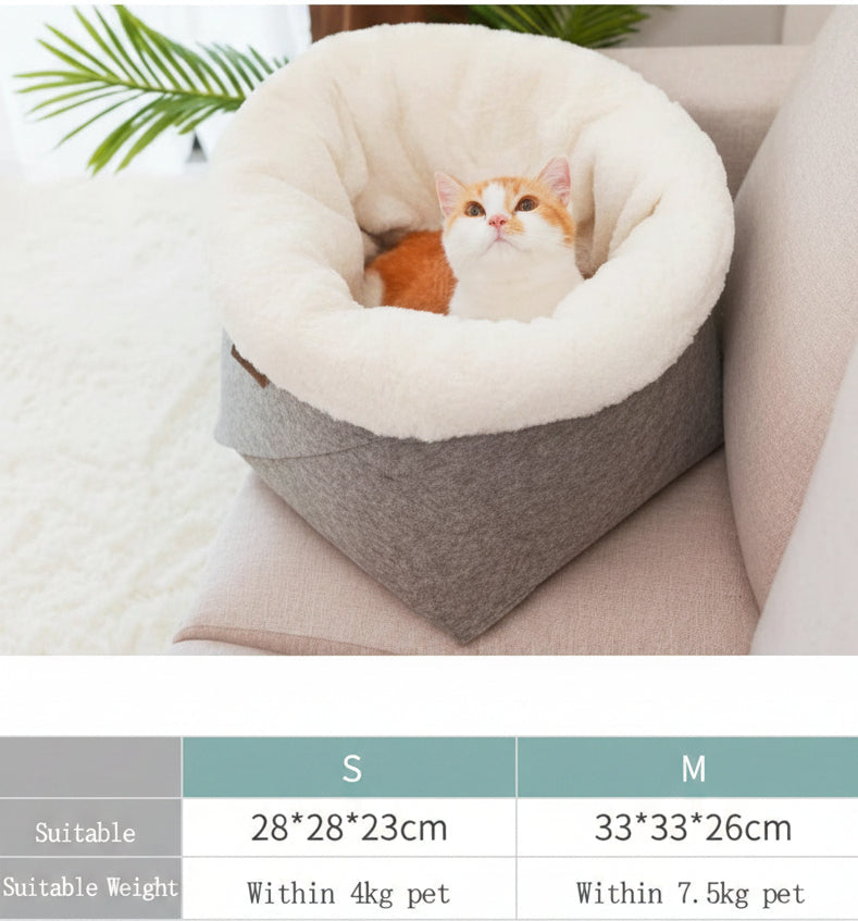 Cozy Enclosed Pet Bed – Windproof Removable Nest for Cats & Dogs (S/M) size chart