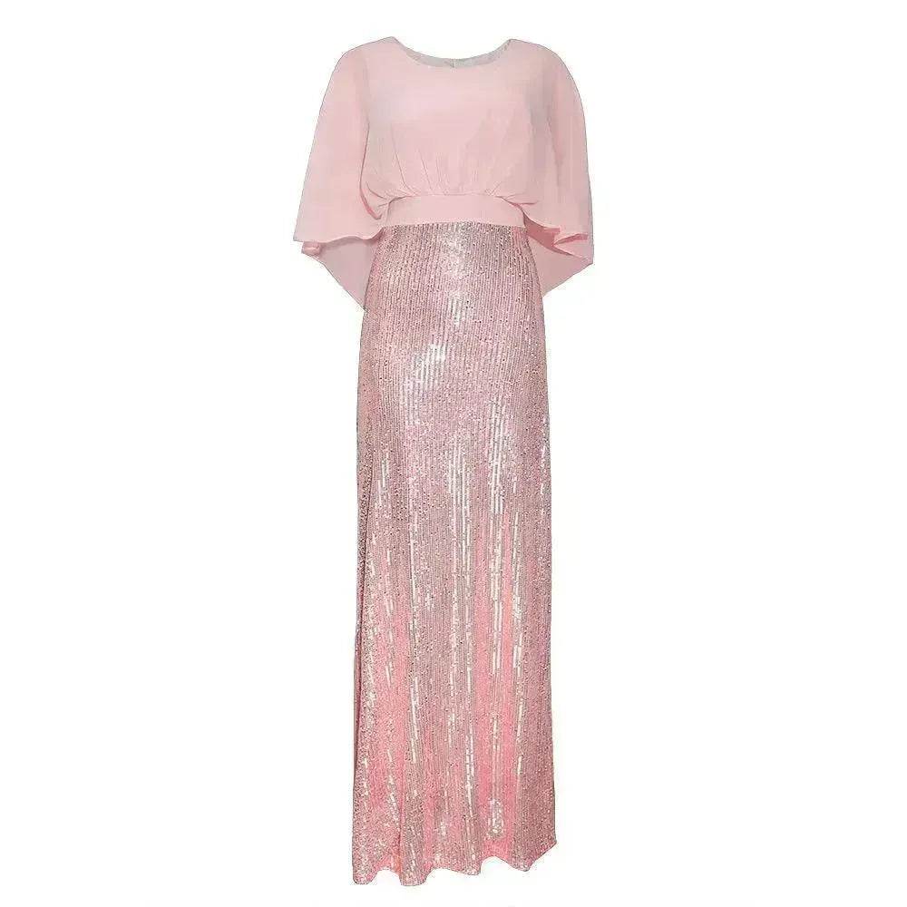 Polyester Stitching Chiffon Bat Sleeve Dress - EX-STOCK Canada