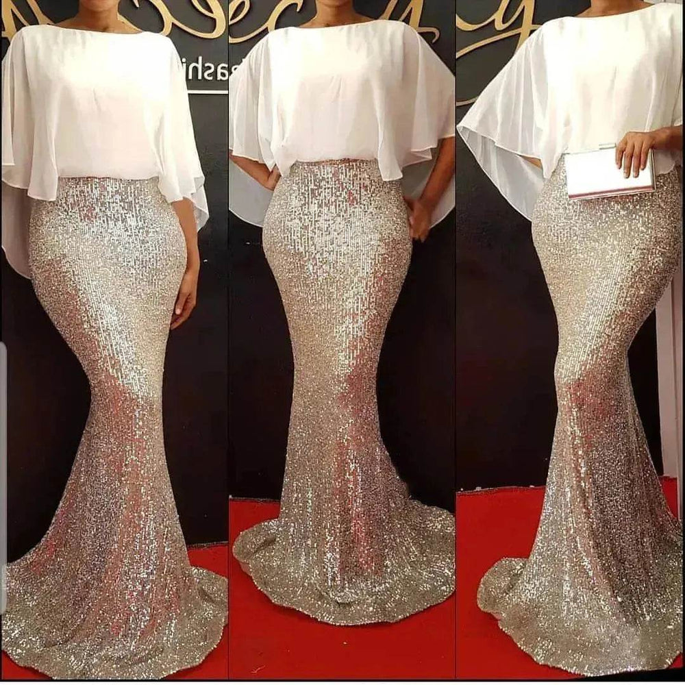 Polyester Stitching Chiffon Bat Sleeve Dress - EX-STOCK Canada