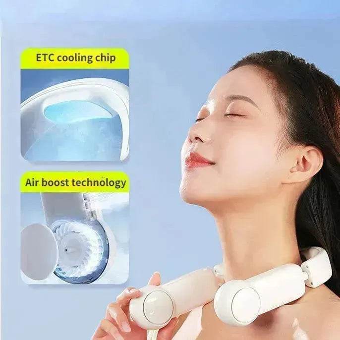Portable Mini Neck Fan Portable Bladeless Fan USB Rechargeable Leafless Hanging Fans Air Cooler Cooling Wearable Neckband Fans - EX-STOCK Canada