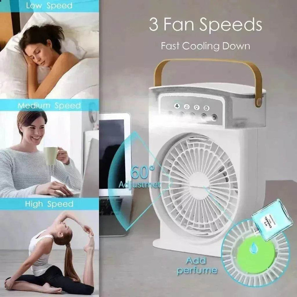 Portable USB Air Conditioner Cooling Fan With 5 Sprays 7 Color Light 600ML Water Tank Spray Mist Air Cooler Humidifiers - EX-STOCK Canada