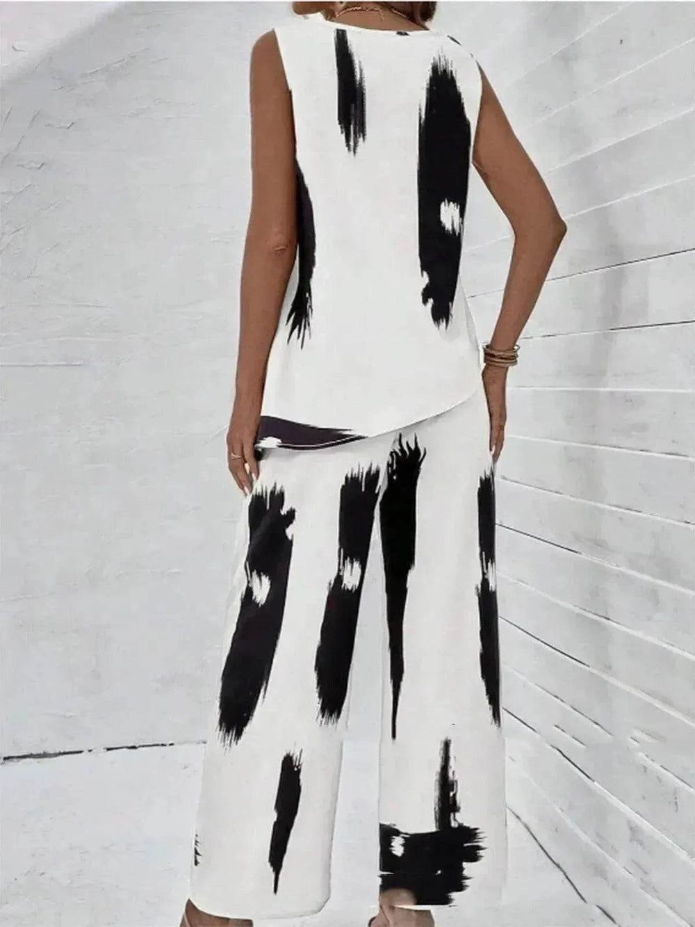 Printed Irregular Top Two-piece Pants Women - EX-STOCK Canada