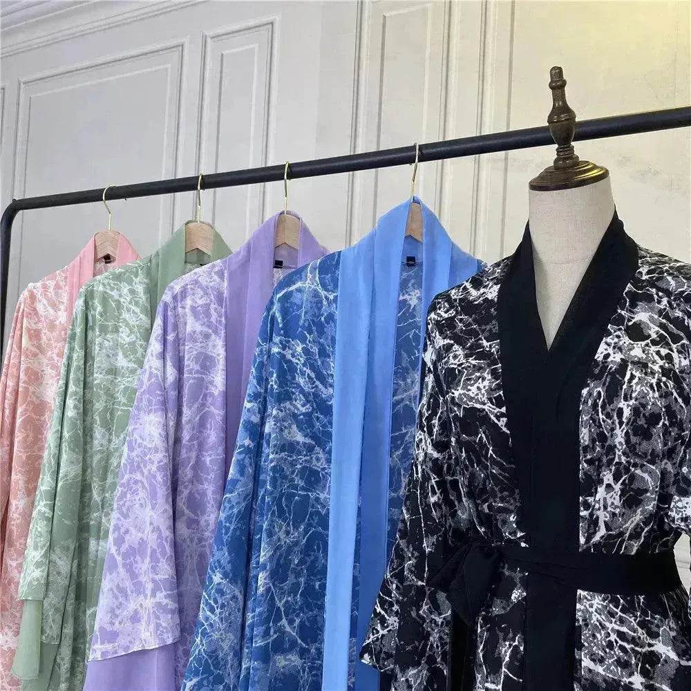 Printed Panel Top Robe Abaya Dress for Arab Dubai Turkey Middle East Women - EX-STOCK Canada