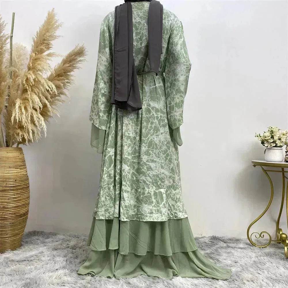 Printed Panel Top Robe Abaya Dress for Arab Dubai Turkey Middle East Women - EX-STOCK Canada