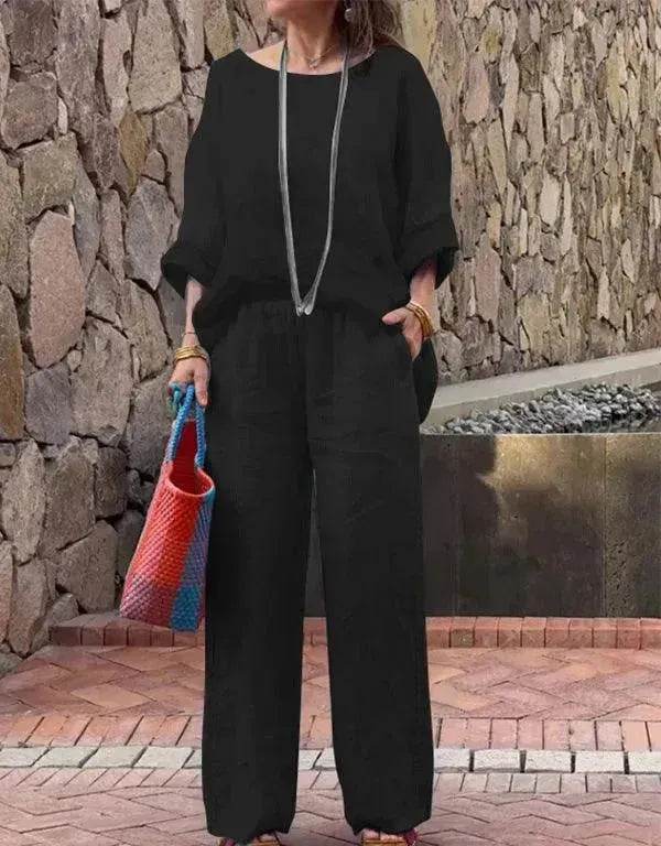 Product Women's Clothes Fashion Cotton Linen Gradient Two-piece Set - EX-STOCK Canada