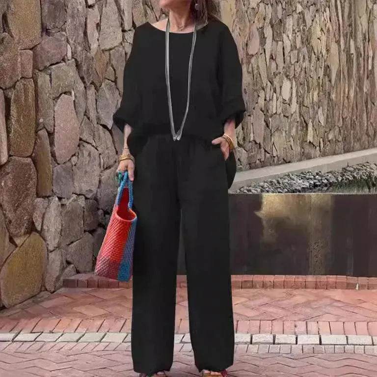 Product Women's Clothes Fashion Cotton Linen Gradient Two-piece Set - EX-STOCK Canada