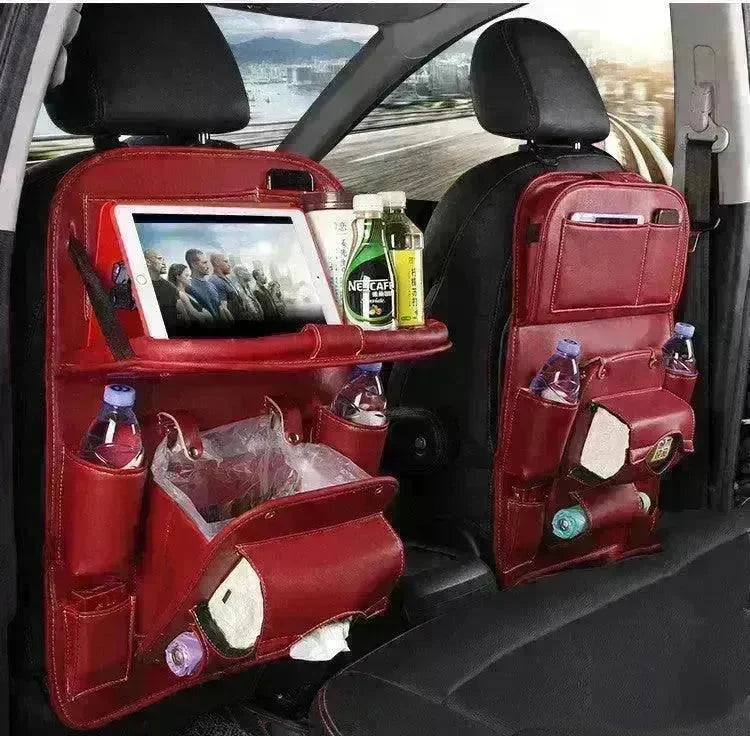 PU Leather Car Storage Bag Multifunction Seat Back Tray Hanging Bag Waterproof Car Seat Organizer Automotive Interior Accessories - EX-STOCK CANADA