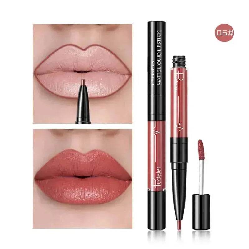 Pudaier Matte Lip Gloss Lip Liner 2 in1 Maquiagem Profissional Completa Agate Red Lip Tint Plumper Tattoo Makeup liquid Lipstick - EX-STOCK Canada