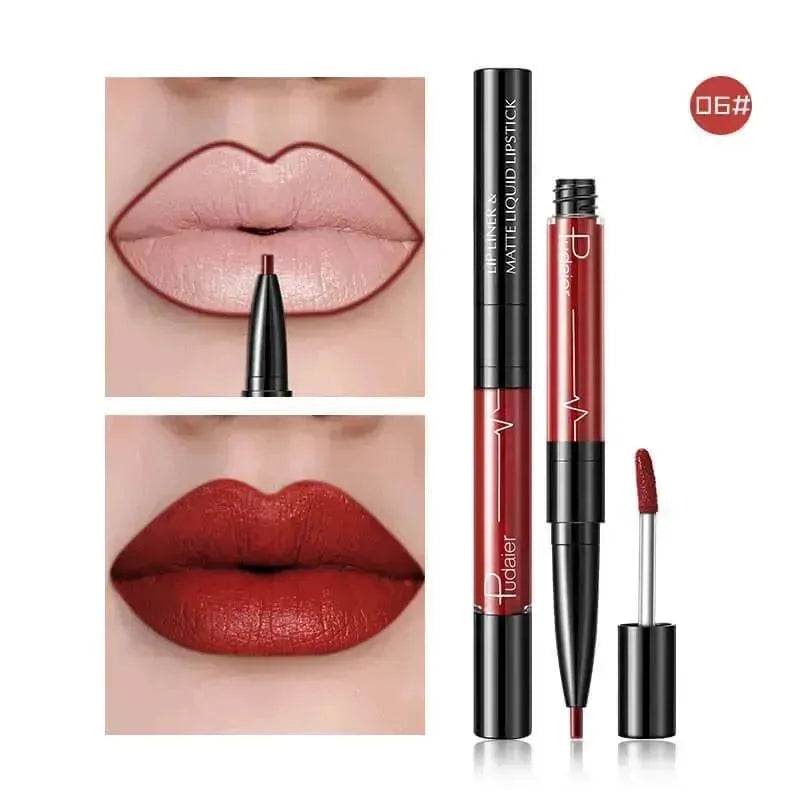 Pudaier Matte Lip Gloss Lip Liner 2 in1 Maquiagem Profissional Completa Agate Red Lip Tint Plumper Tattoo Makeup liquid Lipstick - EX-STOCK Canada