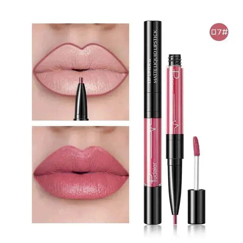 Pudaier Matte Lip Gloss Lip Liner 2 in1 Maquiagem Profissional Completa Agate Red Lip Tint Plumper Tattoo Makeup liquid Lipstick - EX-STOCK Canada