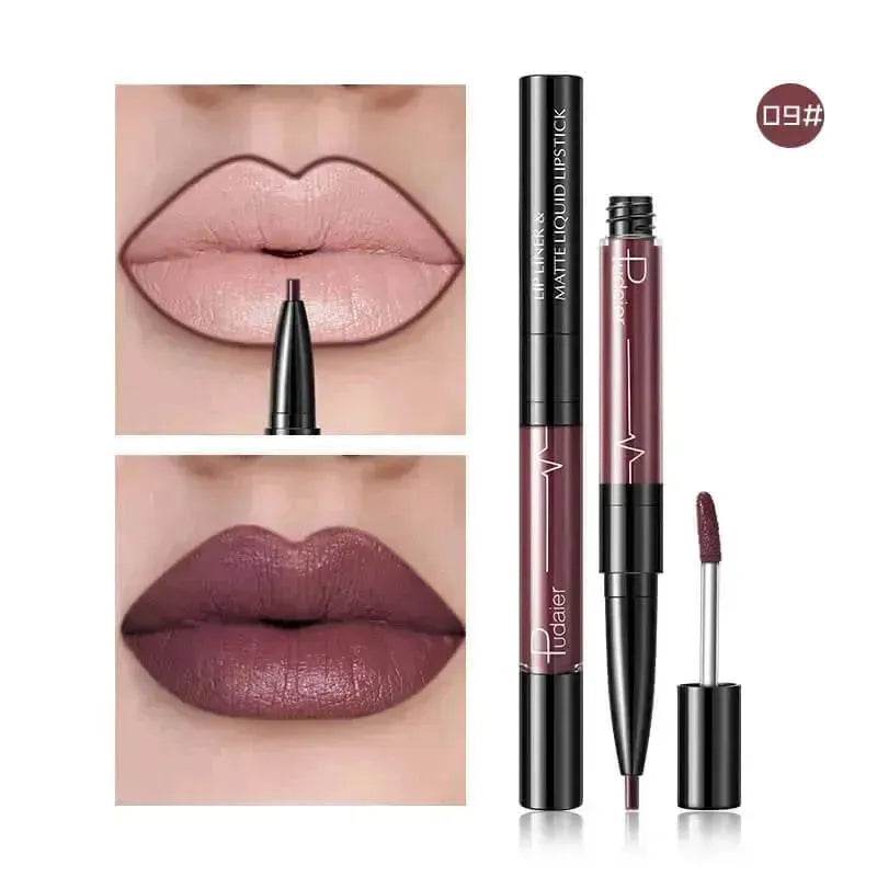 Pudaier Matte Lip Gloss Lip Liner 2 in1 Maquiagem Profissional Completa Agate Red Lip Tint Plumper Tattoo Makeup liquid Lipstick - EX-STOCK Canada