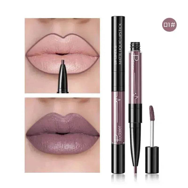 Pudaier Matte Lip Gloss Lip Liner 2 in1 Maquiagem Profissional Completa Agate Red Lip Tint Plumper Tattoo Makeup liquid Lipstick - EX-STOCK Canada