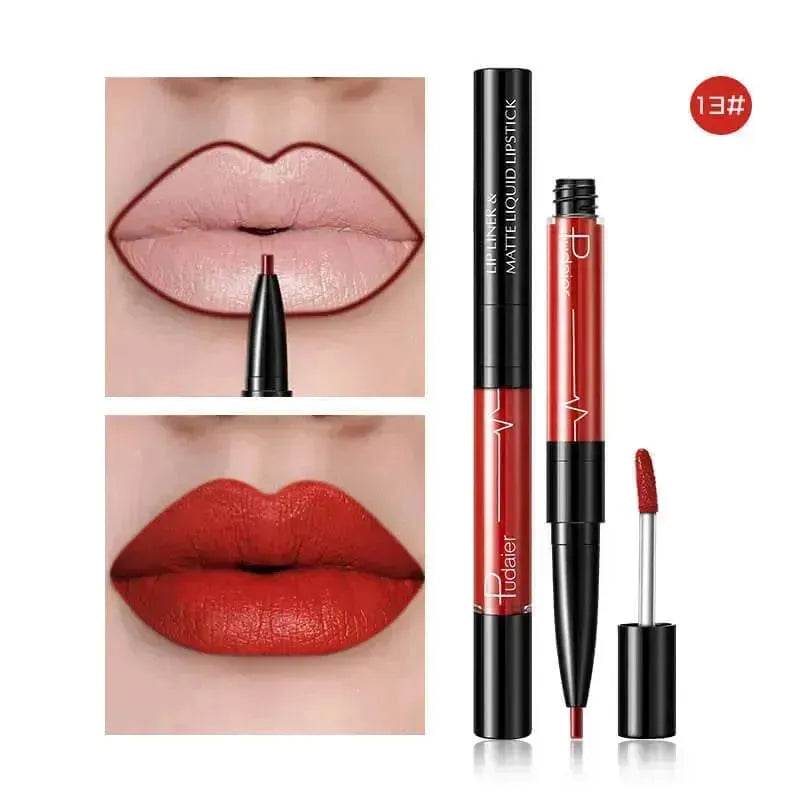 Pudaier Matte Lip Gloss Lip Liner 2 in1 Maquiagem Profissional Completa Agate Red Lip Tint Plumper Tattoo Makeup liquid Lipstick - EX-STOCK Canada