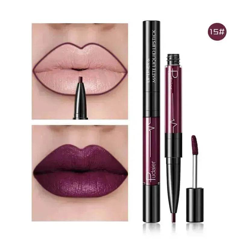 Pudaier Matte Lip Gloss Lip Liner 2 in1 Maquiagem Profissional Completa Agate Red Lip Tint Plumper Tattoo Makeup liquid Lipstick - EX-STOCK Canada