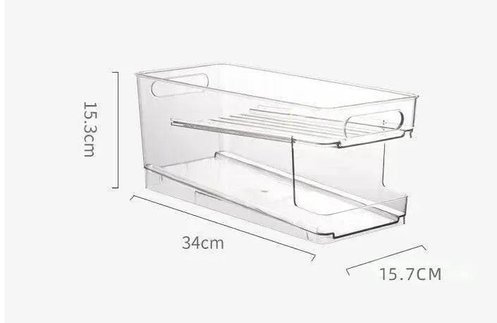 Refrigerator Beverage Storage Box Double-layer Self-rolling Kitchen Storage Rack - EX-STOCK Canada
