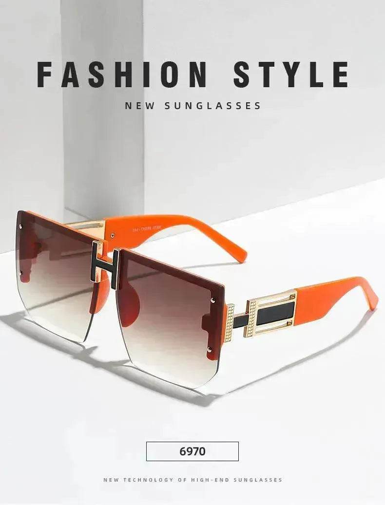 Retro Big Square Rim Glasses Rimless Fashion Sunglasses - EX-STOCK Canada