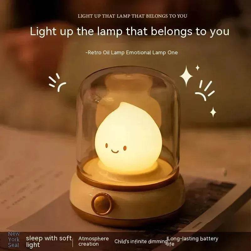 Retro Small Night Lamp Bedroom Mini Desktop LED Cute Night Lamp Creative USB Rechargeable Portable Cartoon Table Lamp For Coffee Bar Hotel Bedroom Home Decor - EX-STOCK Canada