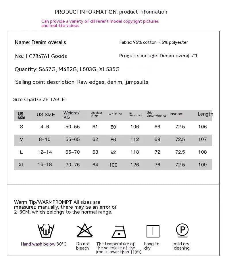 Retro Washed Raw Hem Wide Legs Jumpsuit For Women - EX-STOCK Canada