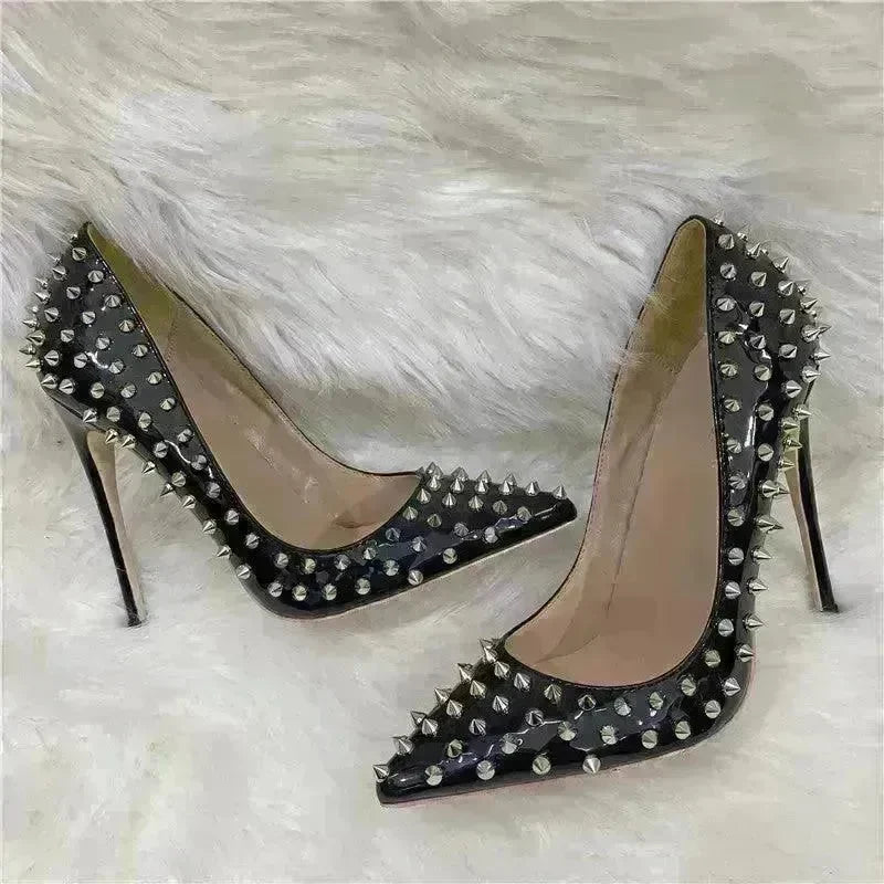 Rivet High Heels Pointed Stiletto Low-cut Shoes - EX-STOCK CANADA