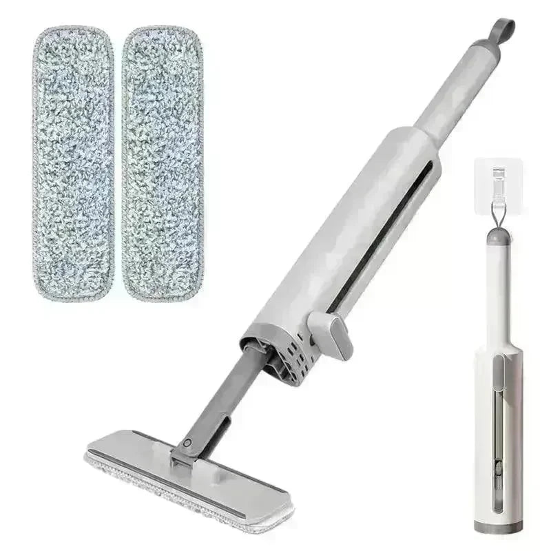 Rotatable Self-Squeeze Mini Mop With Crevice Brush Hand Wash-Free Flat Squeeze Mop With 2 Reusable Microfiber Pads, Microfiber Mop For Wet Dry Use Self Wringing Flat Mop For Floor Cleaning - EX-STOCK CANADA