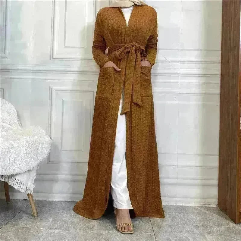 Round Edge Cardigan Sweater Arab Long Jacket - EX-STOCK CANADA