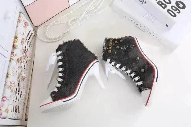 Denim High Heels boot Round Toe Women's Shoes - EX-STOCK Canada