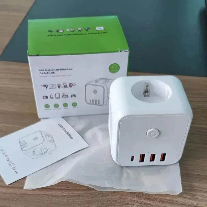 Rubik's Cube Converter European Standard Extension Cable Power Strip Multi-function Power Surge protector Plug Socket - EX-STOCK Canada