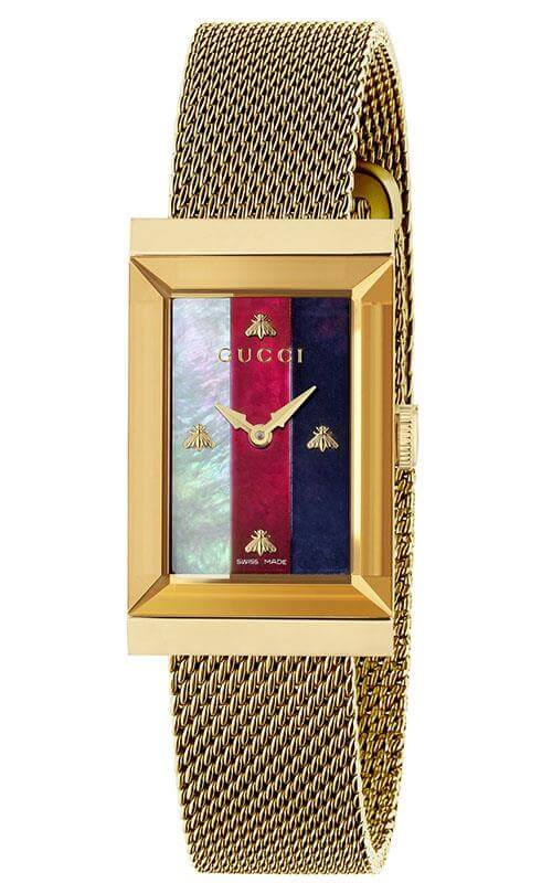 GUCCI G-Frame PVD Gold Rectangular Watch YA147410 - EX-STOCK Canada