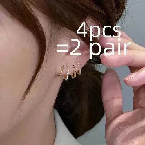 S925 Silver Needle Four-prong Zircon Inlaid Earrings - EX-STOCK Canada