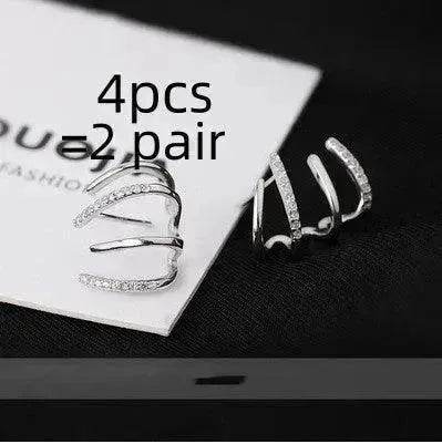 S925 Silver Needle Four-prong Zircon Inlaid Earrings - EX-STOCK Canada