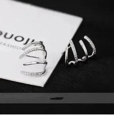 S925 Silver Needle Four-prong Zircon Inlaid Earrings - EX-STOCK Canada