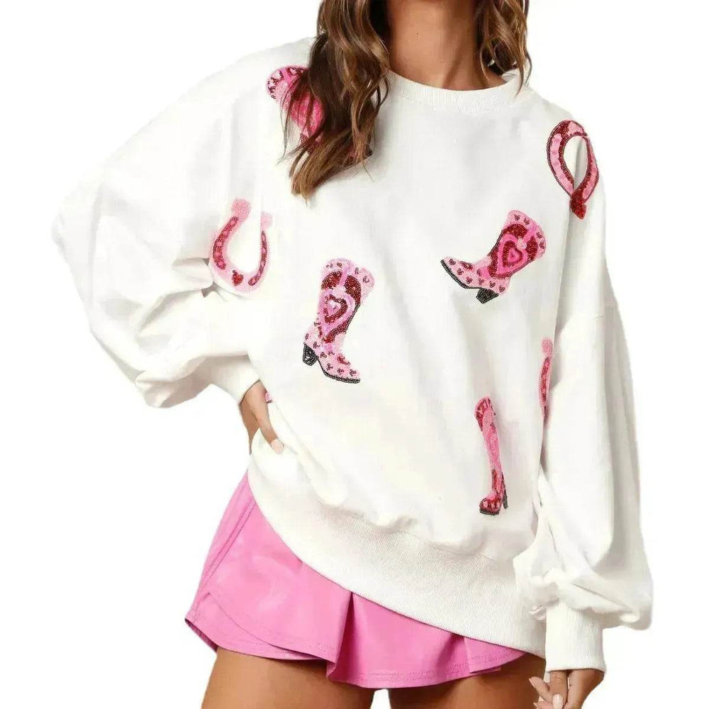 Sequined Boots Color Matching Top Long-sleeved Sweater For Women - EX-STOCK Canada