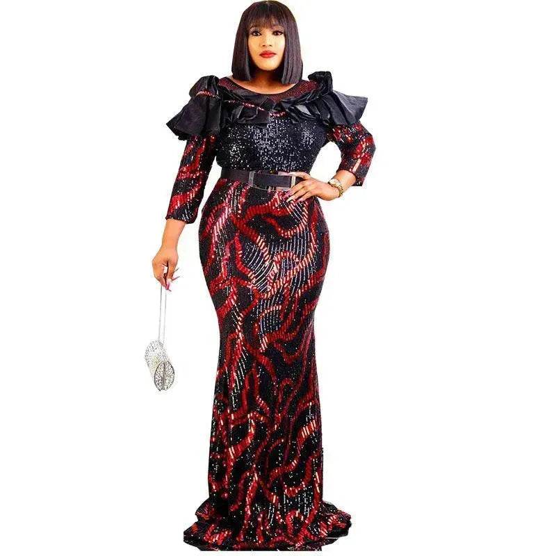 Sequined Embroidered Maxi Dress Slim-fit Fishtail Skirt Evening Gown - EX-STOCK Canada